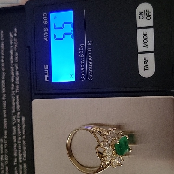 Art deco 14k yellow gold 3ct emerald diamonds ring size 8 - Picture 8 of 12